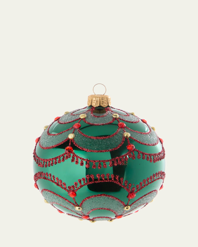 Glittery Swoop-Embellished Ball Ornament